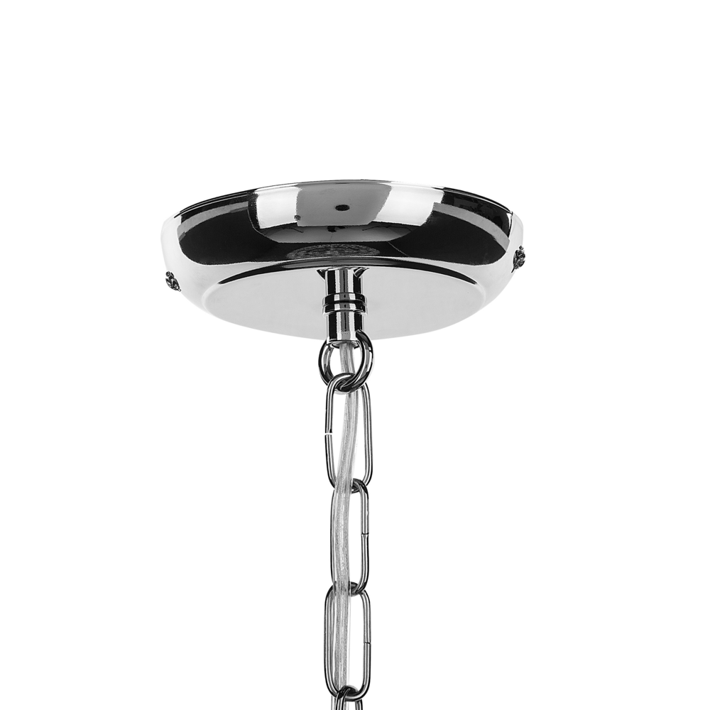 Lampada a Sospensione Argento Ferro Trasparente Finti Cristalli Lampadario Glam