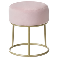 Poggiapiedi Velluto Rosa con Base in Metallo dorato Glam Modern