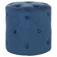 Pouf ottomana rotondo trapuntato blu navy Pouf trapuntato Chesterfield