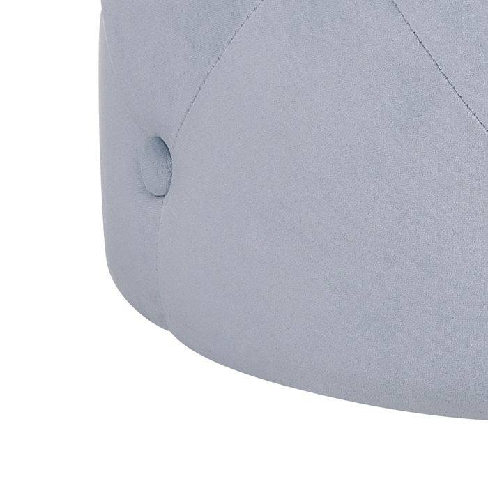 Pouf ottomana rotondo trapuntato grigio chiaro Pouf trapuntato Chesterfield