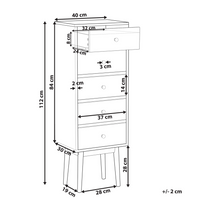 Cassettiera in legno chiaro con design scandinavo a 5 cassetti in legno bianco e grigio