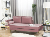 Chaise longue Velluto Rosa Imbottito versione sinistra Orientamento Gambe In Metallo Rafforzamento Cuscino Design Moderno