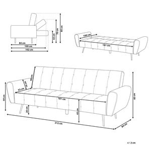 Divano Letto Velluto Blu 3 Posti Gambe In Metallo Schienale Imbottito capitonnè Moderno