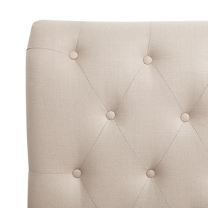Letto in Tessuto Beige Rete a Doghe in Stile Chesterfield 180 x 200 cm Lino stile Vintage Glam