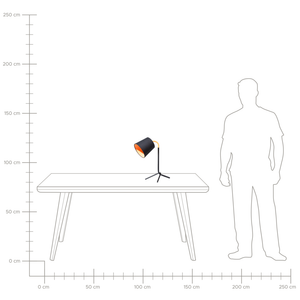 Lampada da Tavolo Nera con Base Treppiede in Metallo Arancio 42H cm Lampada da Notte di Design Moderno