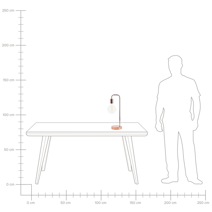 Lampada da Tavolo in Rame brillante stile Industriale Minimalista senza paraluce