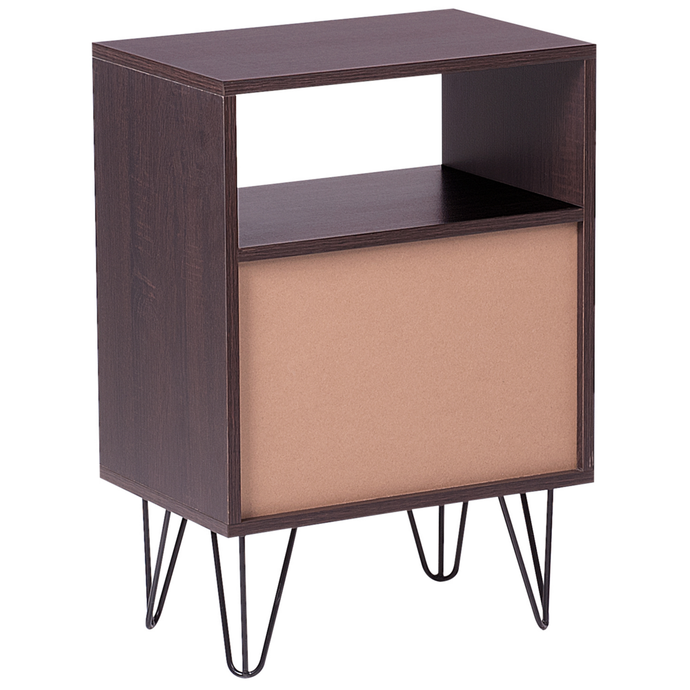 Comodino in Legno Scuro con 2 Cassetti Bianchi Realizzato in Legno Design Moderno