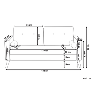 Divano in tessuto Rivestimento in tessuto Nero a 2 posti capitonné con due sostegni