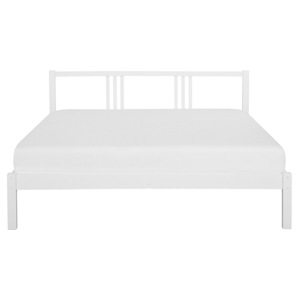 Letto in Legno di pino Bianco con Rete a Doghe Stile Classico 160 x 200 cm