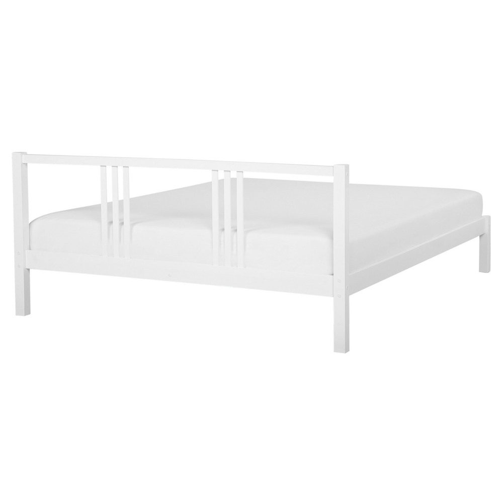 Letto in Legno di pino Bianco con Rete a Doghe Stile Classico 160 x 200 cm
