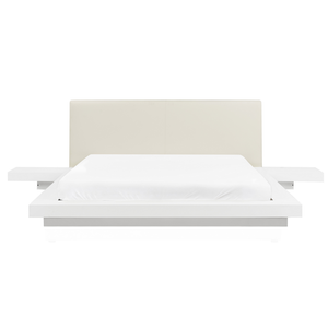 Letto giapponese bianco 160 x 200 cm Letto in legno a basso profilo Camera da letto