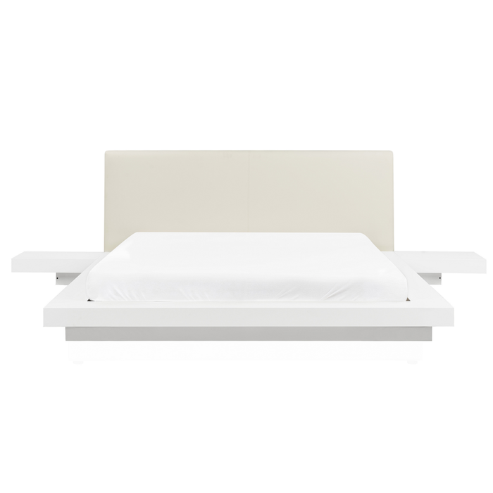 Letto giapponese bianco 160 x 200 cm Letto in legno a basso profilo Camera da letto