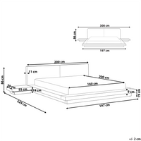 Letto ad acqua in stile giapponese in frassino scuro 160 x 200 cm testata in MDF impiallacciata in legno testata in ecopelle