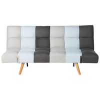 Divano Letto Multicolore Tessuto Patchwork Imbottito A 3 Posti Schienale Reclinabile Quadrato Trapuntato