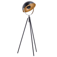 Lampada da Terra Nera con Metallo dorato 170 cm Base Treppiede Paralume Orientabile Design Industriale