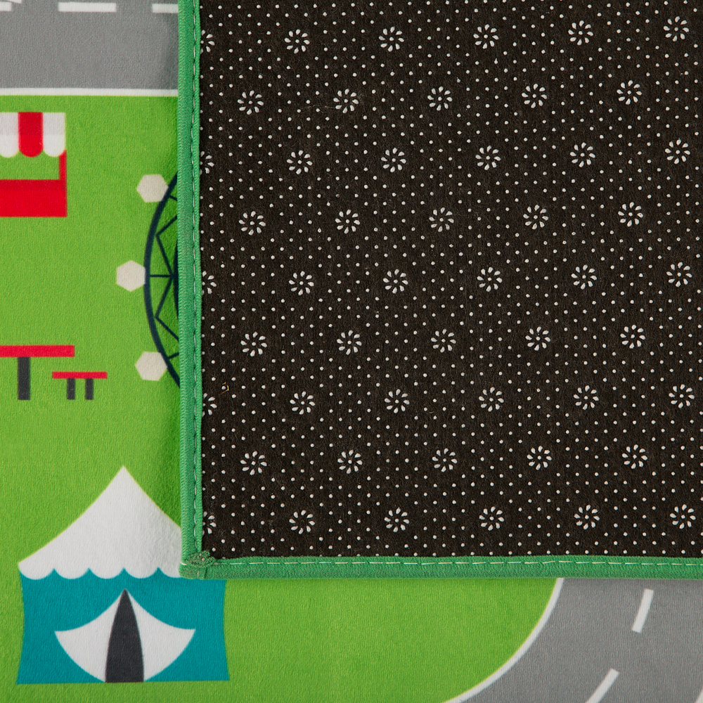 Tappeto Verde Poliestere 80 x 150 cm Mappa Stradale Città Viaggio a Tema Tappetino da Gioco