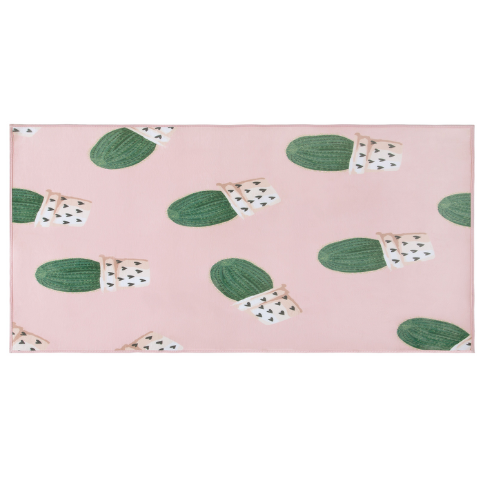 Tappeto tappetino Rosa e Verde Stampato Cactus 80 x 150 cm pelo corto per Bambini