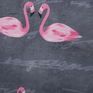 Tappeto Rotondo Stampato Fenicotteri Grigio e Rosa ø 120 cm pelo corto per Bambini