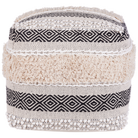 Pouf Beige Cotone Beige Chiaro Motivo Geometrico in stile Boho moderno