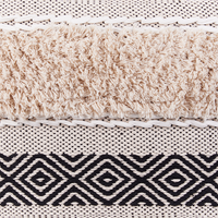 Pouf Beige Cotone Beige Chiaro Motivo Geometrico in stile Boho moderno