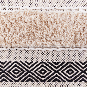 Pouf Beige Cotone Beige Chiaro Motivo Geometrico in stile Boho moderno