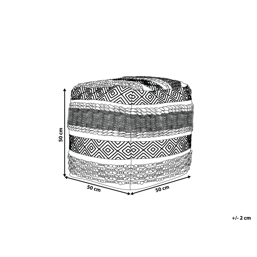 Pouf Beige Cotone Beige Chiaro Motivo Geometrico in stile Boho moderno