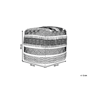 Pouf Beige Cotone Beige Chiaro Motivo Geometrico in stile Boho moderno