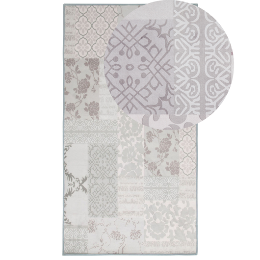 Tappeto Multicolore grigio poliestere 80 x 150 cm a pelo corto motivo floreale