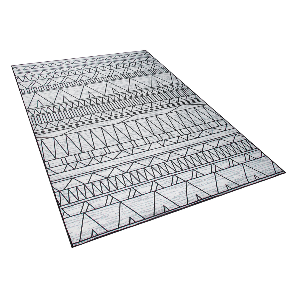 Tappeto Nero e grigio poliestere 140 x 200 cm a pelo corto motivo geometrico