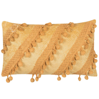 Cuscino decorativo giallo con nappe 30 x 50 cm Accessori decorativi retrò Boho a righe