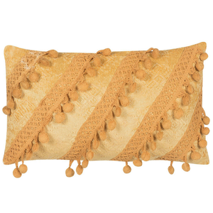 Cuscino decorativo giallo con nappe 30 x 50 cm Accessori decorativi retrò Boho a righe