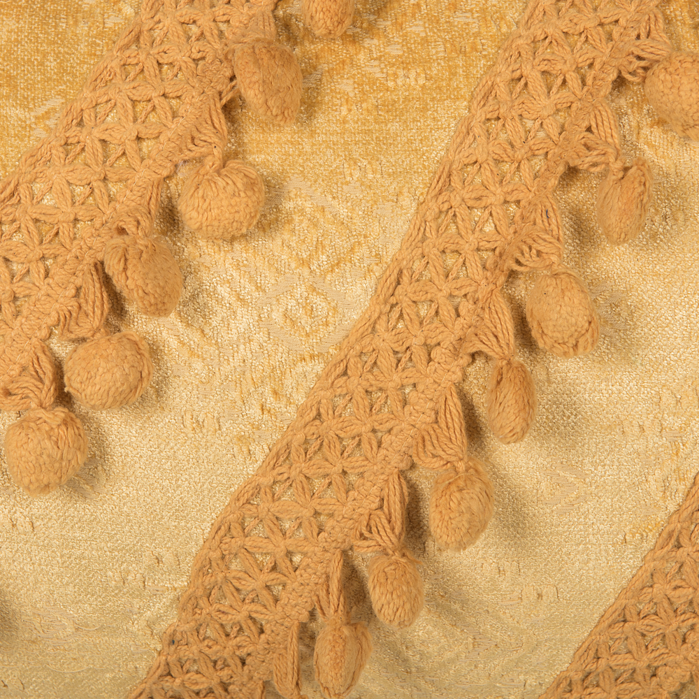 Cuscino decorativo giallo con nappe 30 x 50 cm Accessori decorativi retrò Boho a righe