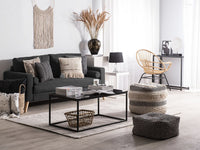 Divano in tessuto Rivestimento in tessuto Nero a 2 posti capitonné con due sostegni