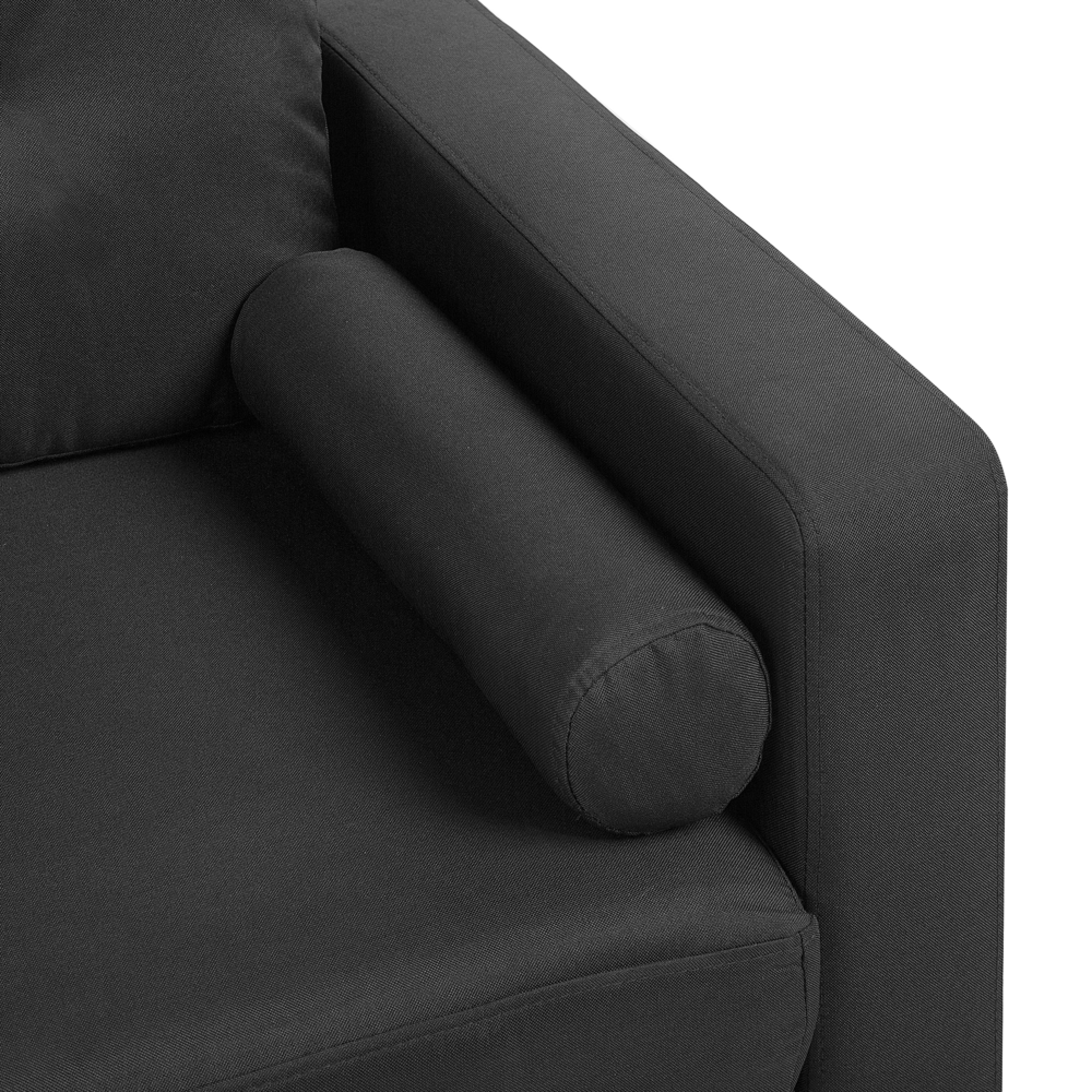 Divano in tessuto Rivestimento in tessuto Nero a 2 posti capitonné con due sostegni