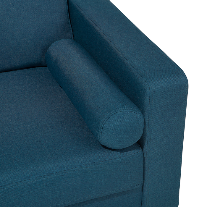 Divano in tessuto Rivestimento in tessuto blu a 2 posti capitonné con due sostegni