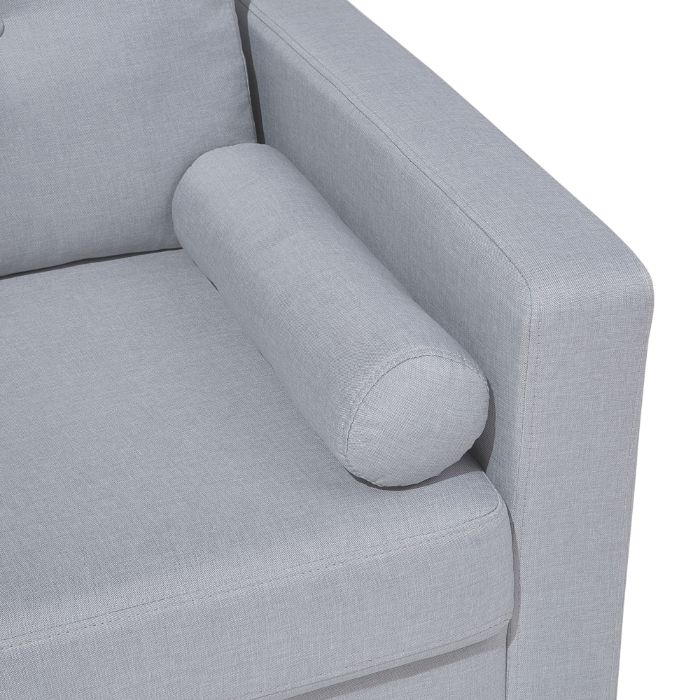 Divano in tessuto Rivestimento in tessuto grigio a 2 posti con bottoni capitonné con due sostegni