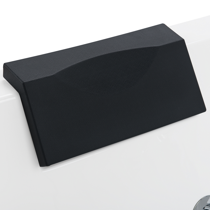 Vasca Idromassaggio Bianco Sanitario Vetro Acrilico Frontale Ecopelle Poggiatesta Illuminazione LED Singola 170 x 85 cm Design Curvo