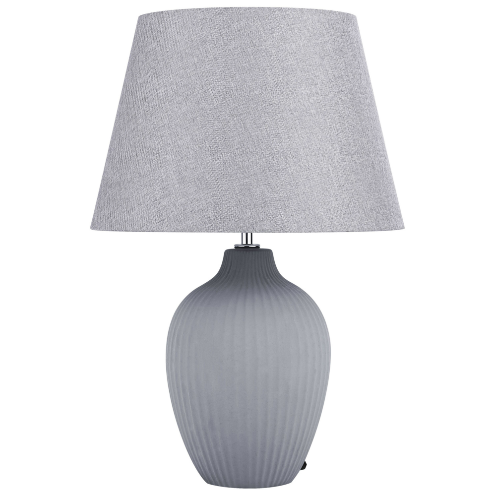Lampada da Tavolo in Ceramica Grigia 52 cm Paralume Impero Comodino Soggiorno Camera da Letto Illuminazione Stile Retrò