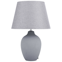 Lampada da Tavolo in Ceramica Grigia 52 cm Paralume Impero Comodino Soggiorno Camera da Letto Illuminazione Stile Retrò
