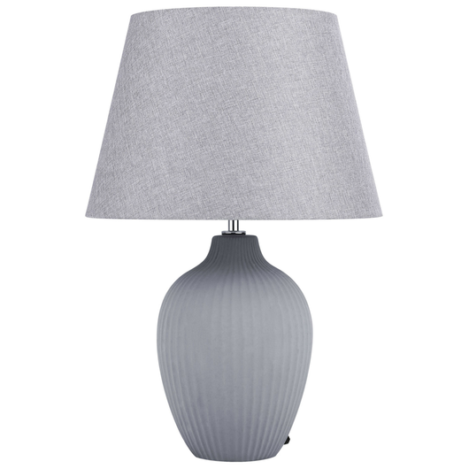 Lampada da Tavolo in Ceramica Grigia 52 cm Paralume Impero Comodino Soggiorno Camera da Letto Illuminazione Stile Retrò