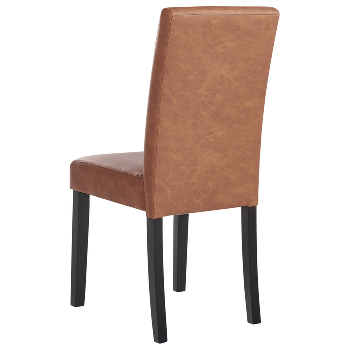 Set di 2 sedie da pranzo in pelle scamosciata marrone con gambe in legno tradizionali