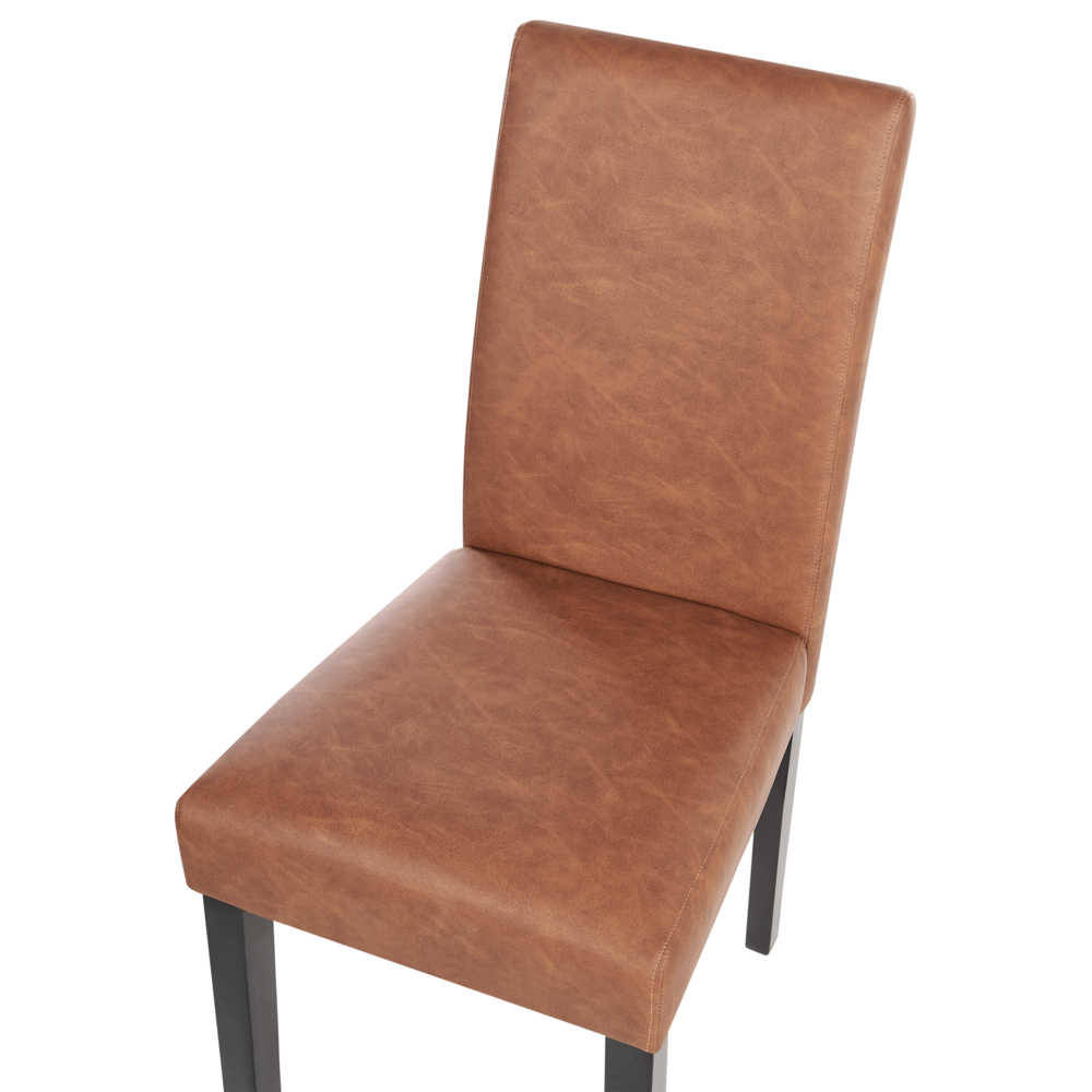 Set di 2 sedie da pranzo in pelle scamosciata marrone con gambe in legno tradizionali