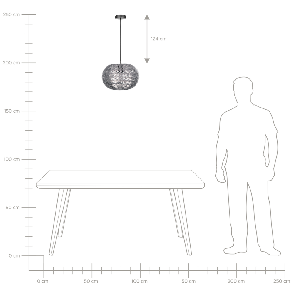 Lampada a Sospensione in Metallo Argento a forma di globo