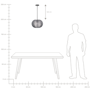 Lampada a Sospensione in Metallo Argento a forma di globo