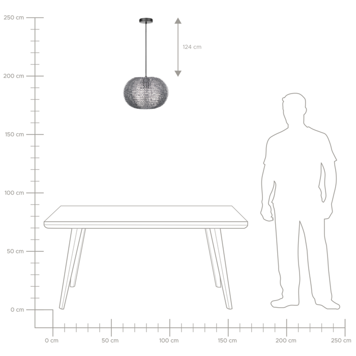 Lampada a Sospensione in Metallo Argento a forma di globo