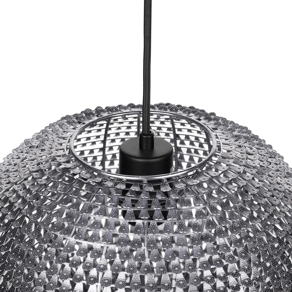 Lampada a Sospensione in Metallo Argento a forma di globo