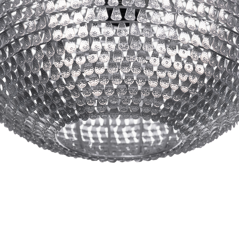 Lampada a Sospensione in Metallo Argento a forma di globo