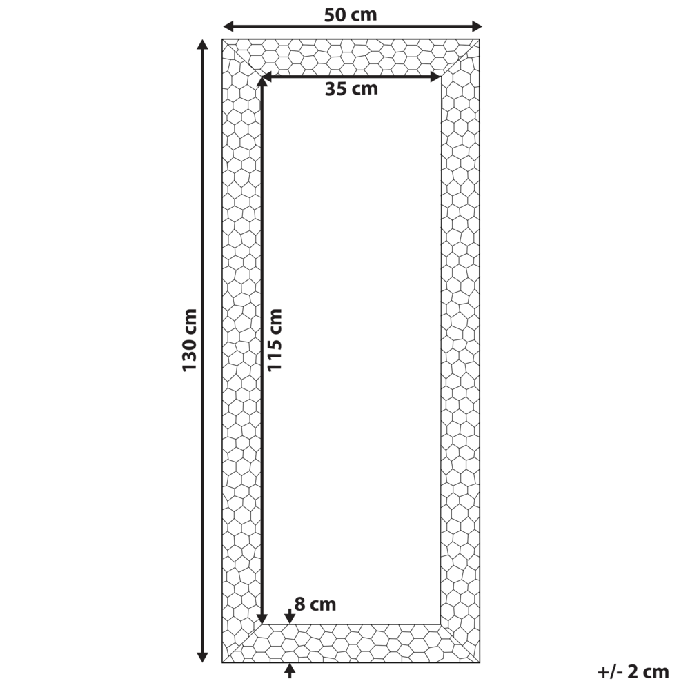 Specchio da parete con cornice sintetica dorata 50 x 130 cm rettangolare da appendere alla parete