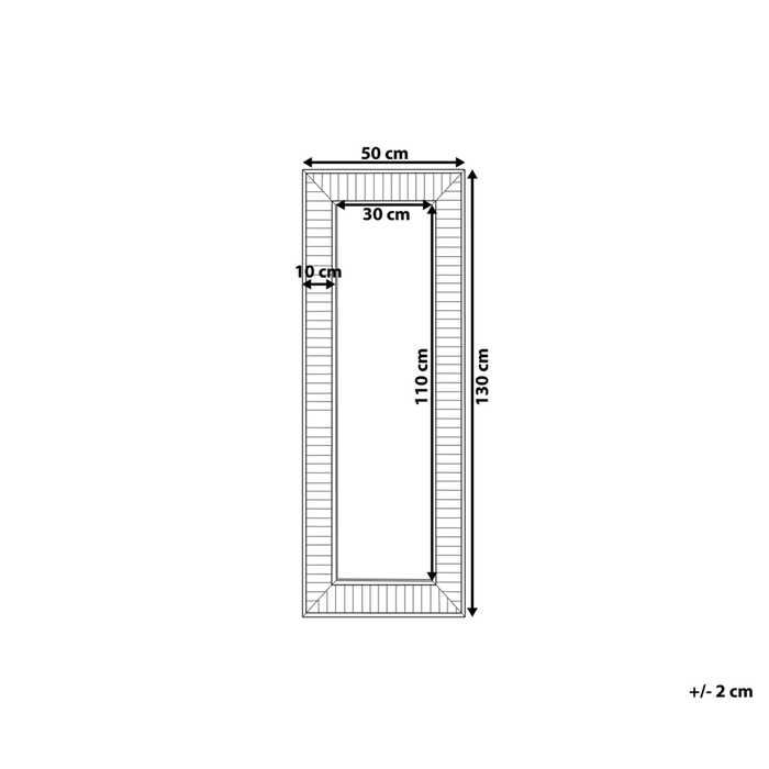 Specchio da parete in legno grigio con cornice sintetica 50 x 130 cm rettangolare da appendere alla parete