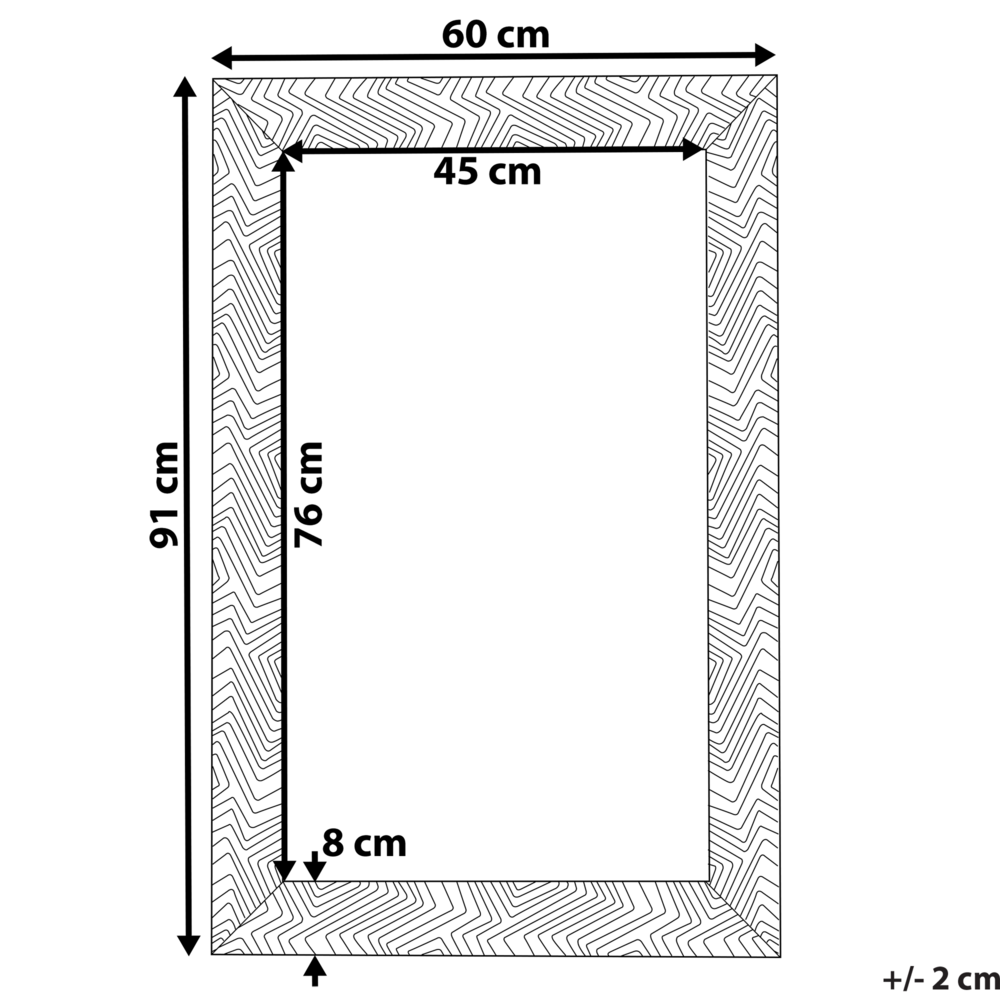 Specchio da parete grigio 60 x 91 cm finitura opaca cornice spessa